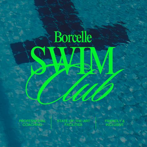 Blue Green Neon Typography Swim Club Instagram Post by Take Care Creative. Follow on Canva or get emails about new canva templates at takecarecreative.co / typographic, elegant, serif, modern, pool, swim lane, olympic, club, sport, swimming / Swim coaching Swimming Aesthetic, Sport Swimming, Neon Typography, Sports Pub, Modern Pool, Swim Coach, Swimming Sport, Swim Brands, Green Neon