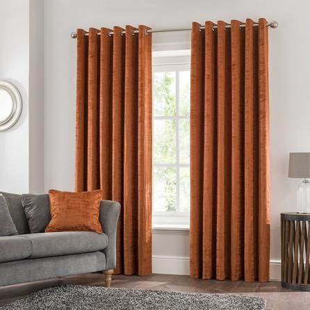 Dunelm Modern Rust Orange 228x228cm Fully Lined Ruben Eyelet Curtains Curtains Living Room Modern, Living Room Redesign, Bedroom Sitting Room, Bedroom Sitting, Eyelet Curtains, Living Room Decor Curtains, Room Redesign, Deco Salon, Lounge Ideas