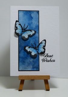 Cathy's Card Spot: Blue butterfly panel. Butterfly Birthday Cards, Anything Goes, Butterfly Cards, Birthday Cards Diy, Noel Christmas, Pretty Cards, Best Wishes, Card Sketches, Watercolor Cards