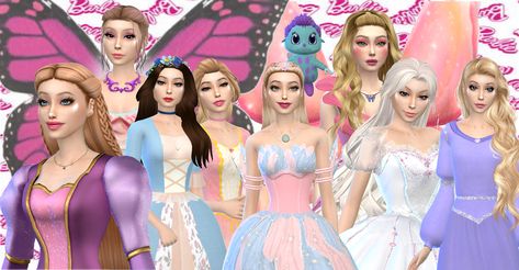 Barbie Rapunzel, Barbie Fairy, Disney Challenge, Barbie Fairytopia, Sims 4 Bedroom, Princess And The Pauper, Sims 4 Cc Folder, Sims Hair, Sims 4 Collections