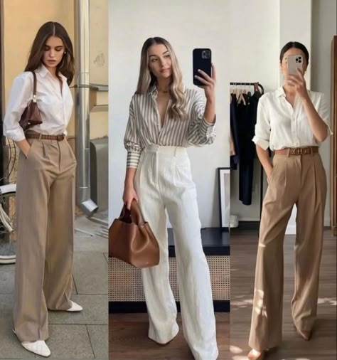 Womens Khaki Pants Outfit Business, Smart Casual Women Summer Work, Beige Pants Outfit Office, Biege Outfits Formal Woman, Formal Work Outfits Women Office Wear, Formal Slacks Outfit Classy, Work Outfits Women Summer 2024, Slacks Women Outfit, Summer Slacks Outfit