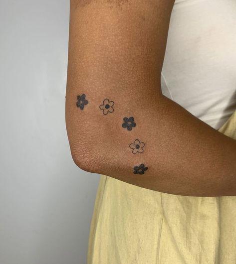 Fruit Bowl Tattoo, Brooklyn Tattoo, Simple Flower Tattoo, Fruit Tattoo, Nyc Tattoo, Elbow Tattoos, Hand Poked Tattoo, Tiny Tattoo, Hand Poke