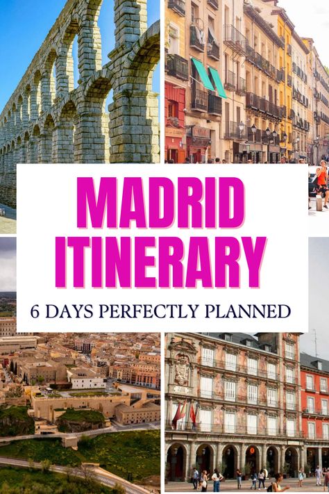 A grid of four Madrid Neighborhoods Madrid Map, Madrid Itinerary, Europe Trips, Spain Itinerary, Vacation Itinerary, Trip Planner, Madrid Spain, Travel Planner, Europe Travel