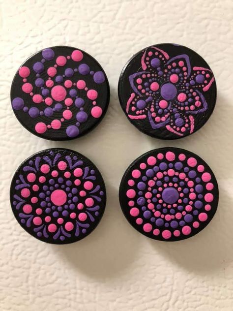 Sharon Davis, Mandala Coasters, Art Deco Tattoo, Aboriginal Dot Art, Mandala Jewelry, Mandala Painted Rocks, Ladybug Art, Mandala Rock Art, Stone Art Painting