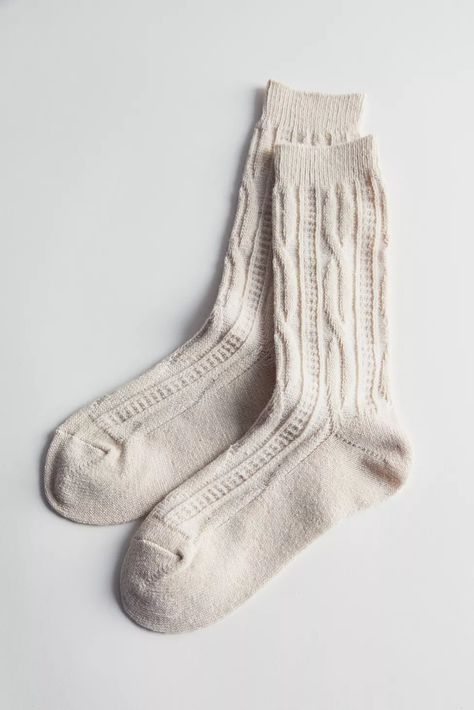 Cable Knit Crew Sock | Urban Outfitters Socks Inspiration, Cable Socks, Aesthetic Socks, Uni Student, Fall Socks, Socks Aesthetic, Cable Knit Socks, Flannel Coat, Knit Inspiration