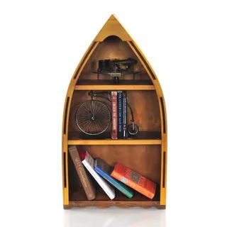 Canoe Bookshelf, Boat Bookcase, Shadow Box Ideas, Wood Canoe, Wooden Canoe, Canoe Boat, Wooden Ship Models, House Shelves, Red Cedar Wood