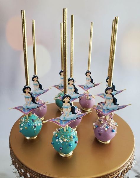 Aladdin Cake Pops, Jasmin Birthday Party Ideas Princess, Jasmine Cake Ideas, Jasmine Themed Birthday Party, Jasmine Birthday Party Ideas, Jasmine Birthday Cake, Jasmine Birthday Party, Princess Jasmine Cake, Kylie Baby Shower