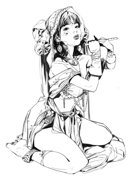 ArtStation - [Line works], sungmoo heo Playing The Flute, Arte Punk, White Drawing, 캐릭터 드로잉, Arte Sketchbook, Black And White Drawing, Ink Illustrations, 영감을 주는 캐릭터, Illustration Character Design