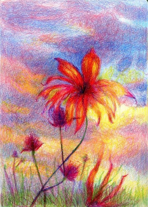 Crayola Color Pencil Art, Coloured Pencil Drawings Aesthetic, Fun Colored Pencil Drawings, Coloured Pen Drawings, Drawing With Colored Pencils Easy, Colorful Sketchbook Ideas, Watercolor And Colored Pencil Art, Colored Pencil Art Easy, Colour Pencil Art Drawings