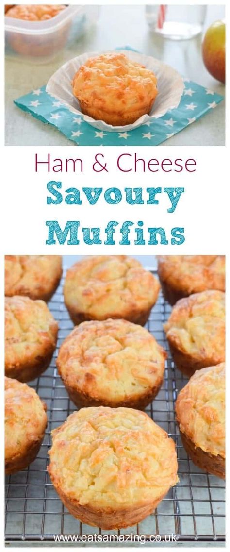 Ham And Cheese Muffins, Savory Muffins Recipes, Party Food Kids, Savoury Muffins, Kids Lunch Boxes, Easy Ham, Simple Muffin Recipe, Savory Muffins, Kids Lunch Ideas