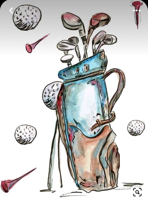 Golf Painting, Golf Cards, Painting Fashion, Golf Art, Golf Theme, 수채화 그림, Golf Bag, Golf Balls, Golf Tips