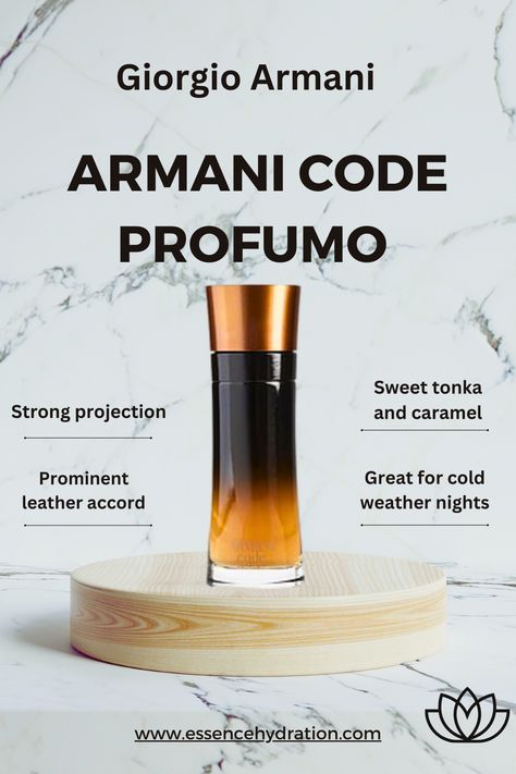 Armani Code Profumo by Giorgio Armani is a Oriental Spicy fragrance for men. Armani Code Profumo was launched in 2016. The nose behind this fragrance is Antoine Maisondieu. Top notes are Cardamom, Green Apple and Green Mandarin; middle notes are Nutmeg, Lavender and Orange Blossom; base notes are Tonka Bean, Amber and Leather. Armani Code Profumo, Armani Parfum, Armani Code, Mens Fragrance, Feel Confident, Giorgio Armani, Scents, Everyday Wear, The Day