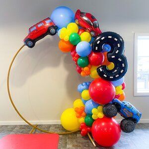 Transportation Birthday Party, Balloon Numbers, Cars Birthday Party Decorations, 2nd Birthday Party For Boys, Transportation Birthday, Hot Wheels Birthday, Car Birthday Theme, Monster Trucks Birthday Party, Race Car Birthday Party