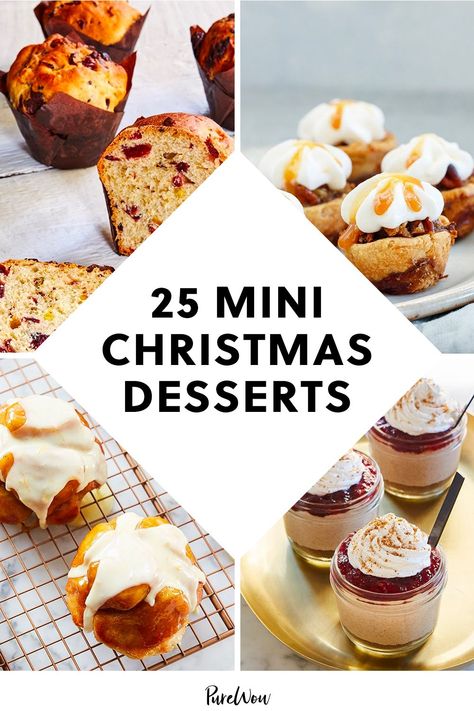 30 Mini Christmas Desserts That Are Equal Parts Delightful and Delicious Small Christmas Desserts, Snowball Cakes, Individual Christmas Desserts, Bite Size Pecan Pie, Mini Christmas Desserts, Finger Food Desserts, Christmas Desserts Party, Xmas Recipes, New Year's Desserts