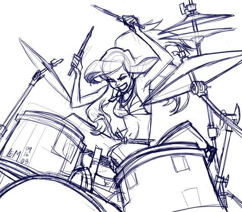 Drum Drawing, Drummer Art, Drums Art, Arte 8 Bits, The Drums, 캐릭터 드로잉, Rock Punk, Character Poses, Xbox Series X