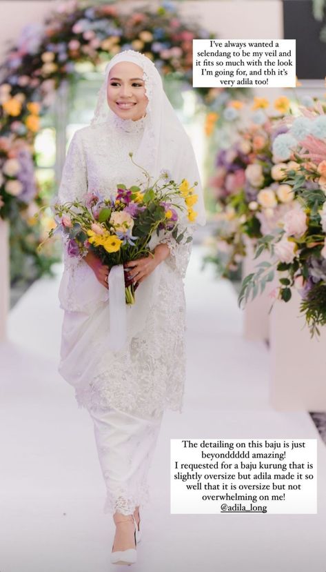 Wedding Klasik Melayu, Baju Nikah Plus Size, Malay Wedding Pelamin Simple, Classic Malay Wedding, Nikah Veil, Nikah Attire, Kurung Nikah, Melayu Wedding, Butterfly Wedding Dress