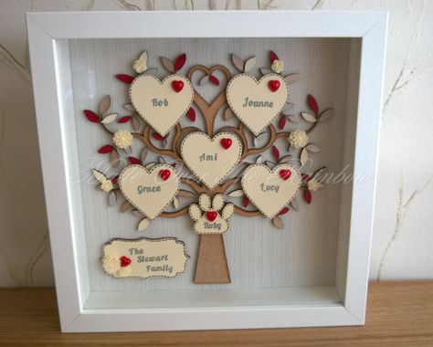 Unique Family Tree, Family Tree Craft, Family Tree Painting, Family Tree Wall Art, Family Tree Project, Family Tree Frame, Tree Frame, Tree Box, Personalised Family Tree