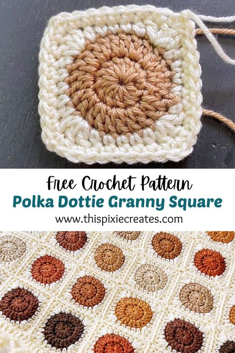 Learn to crochet the easy Polka Dottie Granny Square. It's perfect for using up scrap yarn. The free crochet pattern includes written instructions, and step by step pictures. I hope you enjoy making your granny square! Circle Granny Square, Modern Haken, Granny Square Pattern Free, Crochet Granny Square Tutorial, Granny Square Crochet Patterns Free, Scrap Yarn, Crochet Blanket Designs, Crochet Granny Square Blanket, Crochet Circles