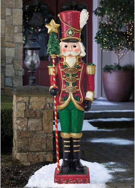 Nut Crackers Christmas Decorations, Nutcracker Decor, Nutcracker Christmas Decorations, Wooden Nutcracker, Christmas Soldiers, Blue Christmas Decor, Nutcracker Soldier, Christmas Yard Decorations, Office Christmas Decorations