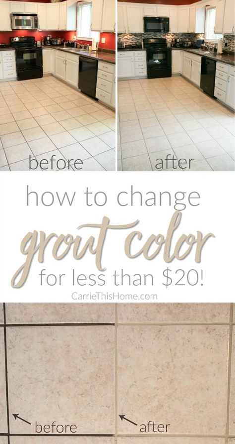 Just look at the difference!  The results were almost instantaneous and the best part is it cost LESS than $20! All it took was a little work & now we finally we had the grout color we wanted! How To Change Grout Color For Less Than $20 from http://CarrieThisHome.com Change Grout Color, Regrouting Tile, Kitchen Grout, Tile Grout Color, Tuscan Homes, Grout Repair, Floor Grout, Homes Decor, Tile Grout