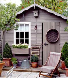 plus pots and window boxes... Shed Chic book Allotment Shed, 8x12 Shed Plans, Cottage Garden Sheds, Diy Storage Shed Plans, Build Your Own Shed, Shed Interior, Backyard Studio, Storage Shed Plans, Backyard Shed