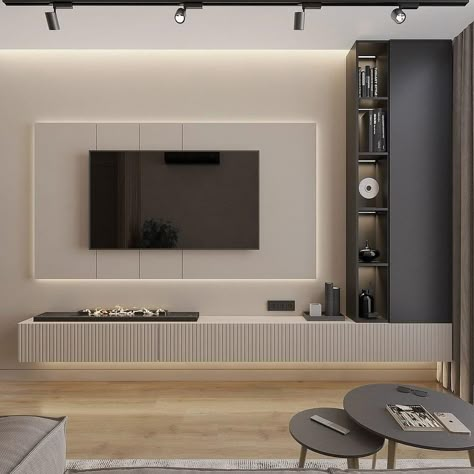 #tvunit • Instagram Tv Decoration Wall Modern, Tv Wall Decor Modern, Living Tv Wall, Modern Tv Wall Design Ideas, Modern Living Room Tv Wall, Tv Wall With Storage, Tv Wall Design Modern, Tv Wall Design Ideas, Tv Unite