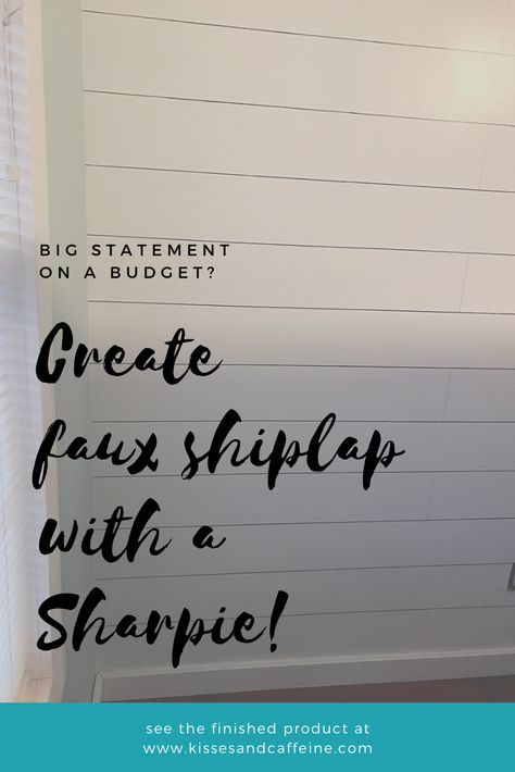 Marker Shiplap Wall, Sharpie Shiplap Wall, Redone Campers, Sharpie Shiplap, Farmhouse Guest Room, Shiplap Ideas, Shiplap Feature Wall, Basement Diy, Modern French Farmhouse