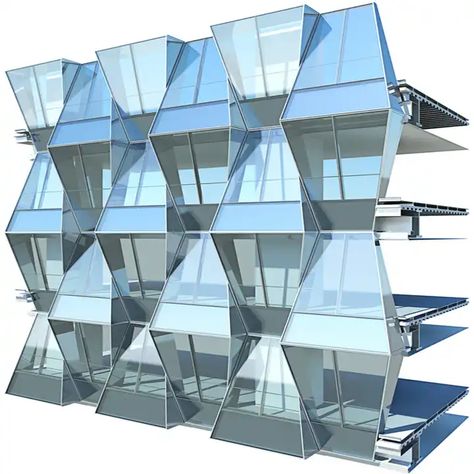 Industrial Building Facade Glass Window Wall Unitized Curtain Wall Cost Per Square Metre Unitized Curtain Wall Industrial Building Facade, Facade Pattern, Building Skin, Metal Facade, Facade Architecture Design, Glass Building, Architectural Rendering, Architecture Board, Skyscraper Architecture