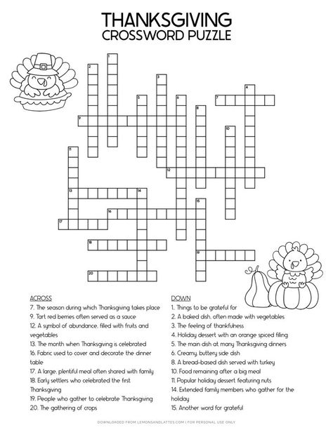 Free printable Thanksgiving crossword puzzle. Use the clues to uncover 20 words hidden across or down in the grid. Free Printable Thanksgiving Crossword Puzzles, Thanksgiving Word Puzzles, Thanksgiving Crossword Free Printable, Thanksgiving Cryptogram, Cross Words Puzzle, Thanksgiving Crossword Puzzle, Crossword Puzzles Printable, Thanksgiving Puzzles, Crossword Puzzles For Kids