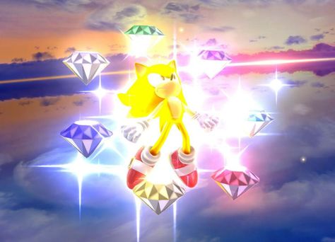 Super Sonic and the 7 Chaos Emeralds by Banjo2015 on DeviantArt Chaos Emeralds, Rusty Rose, Metal Gear Rising, Sonic Heroes, Super Sonic, Sonic And Amy, Sonic Adventure, Beyblade Characters, Some Games