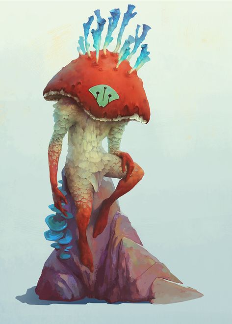 Mushroom Fighter on Behance Mushroom Theme, Practice Painting, Strange Beasts, Character Design Challenge, Color Design Inspiration, Monster Concept Art, Rabbit Art, The Mushroom, Fantasy Creatures Art