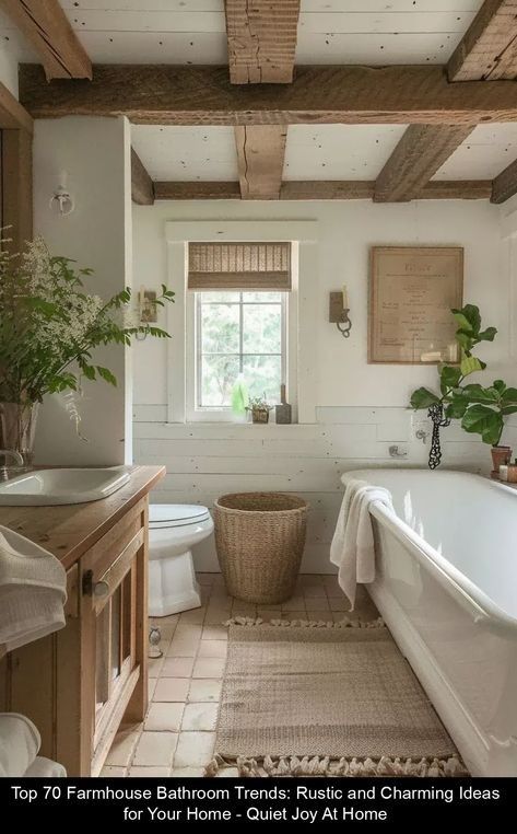 Bathroom Remodel Nature Inspired, Cottage Style Bathrooms, Cottage Bathroom Ideas, Spring Cottage, Bathroom Remodel On A Budget, Renovation Tips, Bathroom Decorating Ideas, Wall Art Bathroom, House Bathrooms