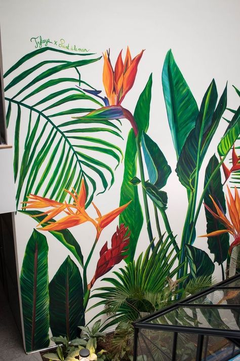 Exotic Paintings, Deco Surf, Garden Fence Art, Wall Murals Diy, Garden Mural, Organic Art, Fence Art, Wall Murals Painted, Art Tropical