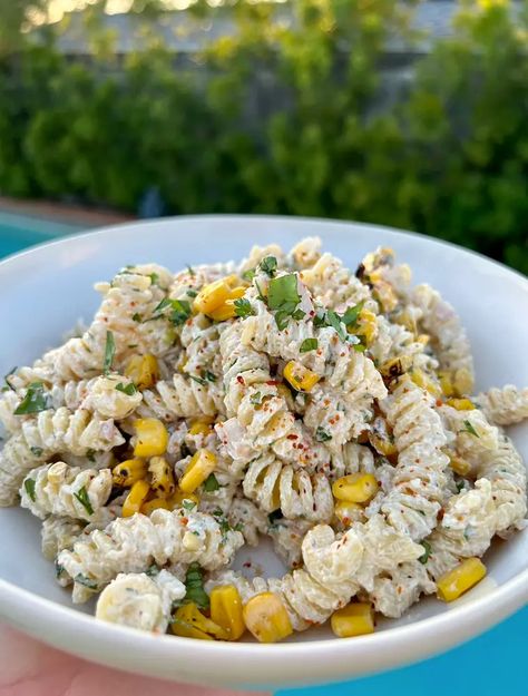 Elote Pasta Salad Recipe Recipe | The Feedfeed Elote Pasta Salad Recipe, Suddenly Salad Recipe, Elote Pasta Salad, Elote Pasta, Gluten Free Cocktails, Elote Recipe, Savoury Breakfast, Suddenly Salad, Food Fall