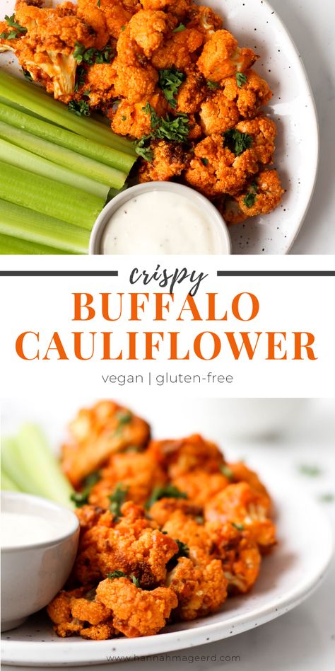 Crispy Buffalo Cauliflower, Buffalo Cauliflower Wings, Cauliflower Vegan, Buffalo Cauliflower Recipes, Vegan Buffalo Cauliflower, Buffalo Cauliflower Bites, Gluten Free Vegetarian Recipes, Cauliflower Wings, Vegan Cauliflower