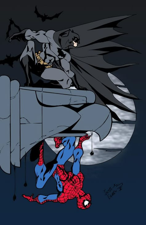 Spiderman And Batman, Batman And Spiderman, Dc Comics Vs Marvel, Marvel And Dc Crossover, Art Spiderman, Spiderman Spiderman, Batman Drawing, Image Spiderman, Spiderman Drawing