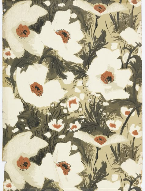 Sidewall, "Giant Poppies", 1966 Poppy Flower Pattern, Poppy Pattern, White Poppy, Poppy Print, Design Textile, Prints And Patterns, Print Inspiration, Pattern Illustration, Textile Prints