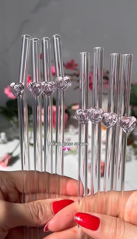 Check out this video Love my new heart glass straws from Angel Clark Heart Shaped Glass Bottle Ideas, Glass Straws Amazon, Heart Shaped Glass Vase, Heart Straws, Valentine’s Day Glass Cups, Clear Glass Heart Pendant Necklace, Arch Decoration, Arch Decoration Wedding, New Heart