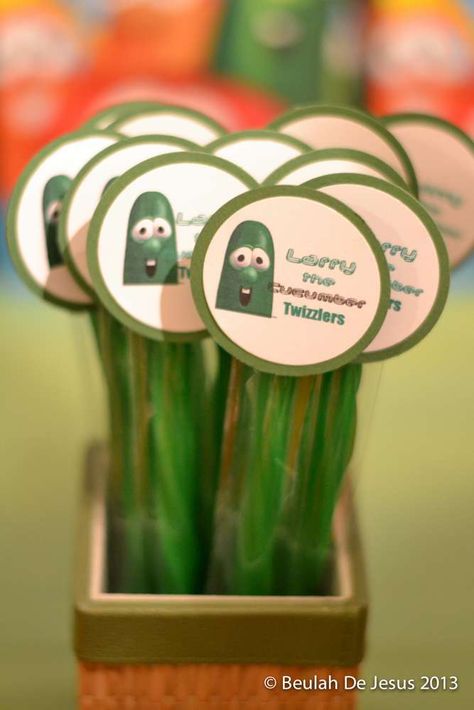 Wilson's VeggieTales Party | CatchMyParty.com Veggie Tales Decorations, Green Birthday Party Ideas, Veggie Tales Birthday Party, Veggie Tales Birthday, Veggie Tales Party, Green Birthday Party, Green Birthday, Veggie Tales, 3rd Birthday Parties