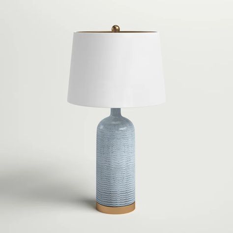 Sand & Stable Sevan Ceramic Table Lamp & Reviews | Wayfair White Desk Decor, Coastal Lamp, Concrete Table Lamp, Blue Table Lamp, Blue Lamp, Gold Table Lamp, Blue Table, Table Lamps For Bedroom, Ceramic Table Lamp