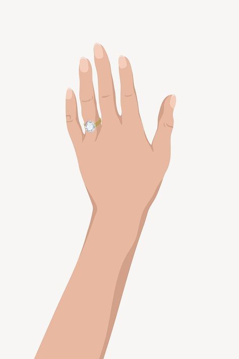 Wedding Ring On Hand, Marry Ring, Illustration Nails, Finger Illustration, Ring On Hand, Engagement Ring On Hand, Woman Hand, Hand Rings, Jewelry Illustration