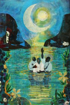 Ekua Holmes  down by the river Ekua Holmes, The Painted Veil, Black Folk Art, Primitive Painting, Nature Collage, Collage Inspiration, What Lies Beneath, Afrocentric Art, Art Corner