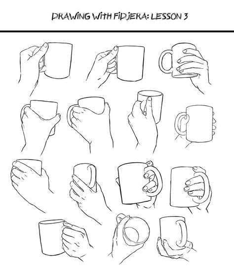 Holding a mug drawing styles Drawing Hands, Hand Drawing Reference, Hand Reference, 캐릭터 드로잉, Poses References, Anatomy Drawing, Drawing Lessons, Art Tutorial, Drawing Poses