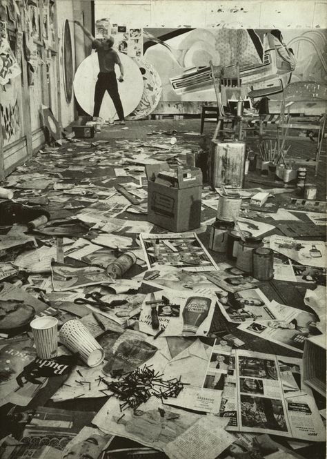 James Rosenquist painting in his studio, 1967 | artist and their art space | www.republicofyou.com.au Studio Warehouse, James Rosenquist, Tachisme, Art Spatial, Artist Studios, Studio Spaces, Jasper Johns, Artistic Space, Oldenburg