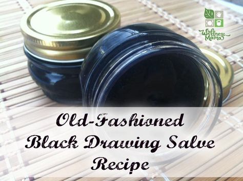 Black Drawing Salve Recipe for drawing out splinters, glass, spider venom, etc. Also supposed to remove skin tags and moles. Drawing Salve Recipe, Black Drawing Salve, Drawing Salve, Homemade Medicine, Salve Recipes, Black Drawing, Wellness Mama, Natural Healing Remedies, Healing Remedies