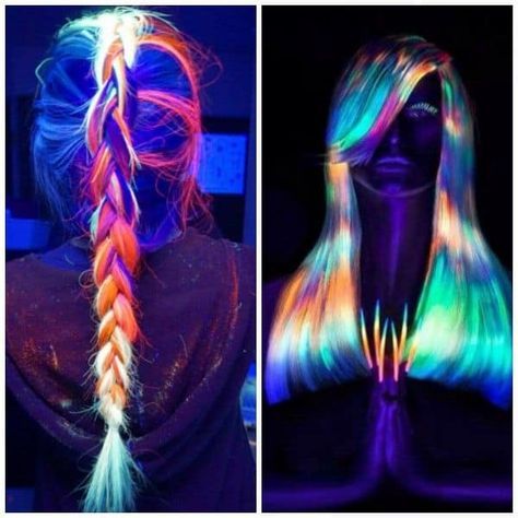 Hair Dye That Glows In The Dark #GiftIdeas #ThingsIDesire Glow In The Dark Hair, Glow Stick Party, Glow In Dark Party, Neon Birthday Party, Glow Birthday Party, Blacklight Party, Glow Birthday, Neon Birthday, Latest Hair Trends