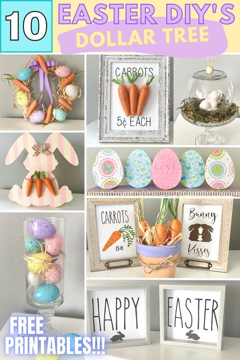 Diy Gifts Dollar Tree, Easter Diy Baskets, Easter Dollar Tree Diy, Easter Diy Decor, Easter Dollar Tree, Dollar Tree Easter Decor, Easter Crafts Dollar Store, Dollar Tree Easter Crafts, Easter Centerpieces Diy