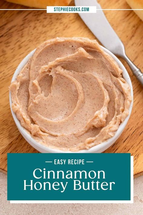 Cinnamon honey butter is the perfect accompaniment to fluffy dinner rolls, baked sweet potatoes, banana bread, and so much more. Christmas Honey Butter, Honey Cinnamon Butter, Cinnamon Butter Recipe, Cinnamon Honey Butter, Fluffy Dinner Rolls, Cinnamon Butter, Flavored Butter, Baked Sweet Potato, Morning Breakfast