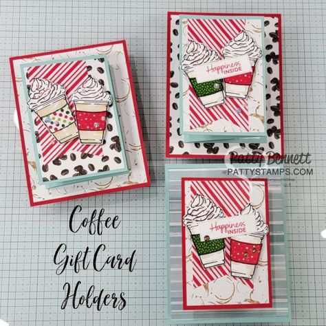 Coffee Gift Card Holder Live Video - Patty Stamps Coffee Gift Card Holder, Coffee Themed Cards, Coffee Cup Crafts, Coffee Gift Card, Coffee Gifts Card, Gift Cards Money, Christmas Gift Card Holders, Gift Card Holders, Coffee Cards