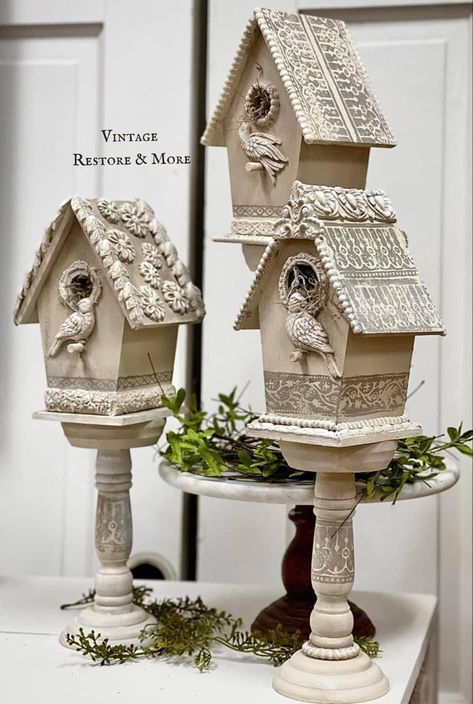 Iron Orchid Designs Moulds, Decorative Birdhouses, Bird Diy, Birdhouse Craft, Beautiful Birdhouses, Bird Houses Ideas Diy, Bird Houses Painted, Decorative Bird Houses, Iron Orchid Designs